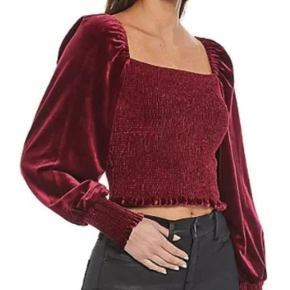 Gianni Bini Tops - NWT Gianni Bini Angel Velvet Square Neck Smocked Bodice Long Balloon Sleeve XL